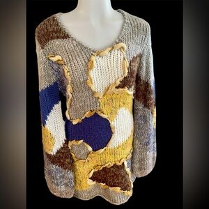 Sioni Women’s Patchwork Wool Blend Sweater Dress SZ S